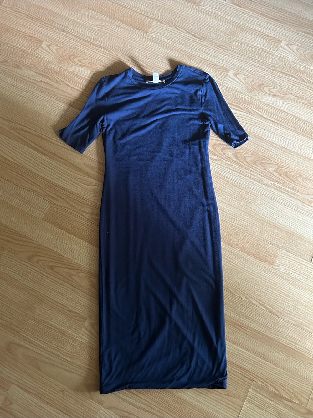 Forever 21 Contemporary Navy Blue Fitted Midi Dress Medium